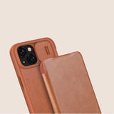 Nillkin Qin Leather Pro Case iPhone 14 Plus Camera Cover Holster Cover Flip Case Blue