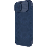 Nillkin Qin Leather Pro Case iPhone 14 Plus Camera Cover Holster Cover Flip Case Blue