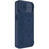 Nillkin Qin Leather Pro Case iPhone 14 Plus Camera Cover Holster Cover Flip Case Blue