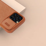 Nillkin Qin Leather Pro Case iPhone 14 Pro Max Camera Cover Holster Cover Flip Case Brown