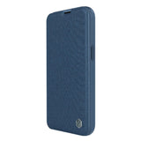 Nillkin Qin Cloth Pro Case Case for iPhone 14 Plus Kamera Cover Holster Cover Flip Case Blå