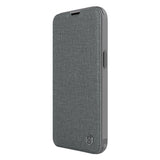 Nillkin Qin Cloth Pro Case Case til iPhone 14 Plus Kamera Cover Holster Cover Flip Case Grå