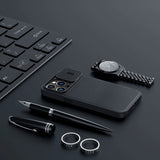 Nillkin Qin Cloth Pro Case Case for iPhone 14 Pro Max Kamera Cover Holster Cover Flip Case Blå