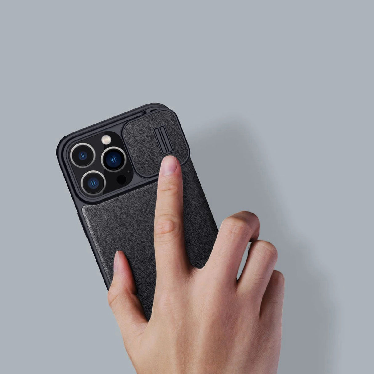 Nillkin Qin Cloth Pro Case Case for iPhone 14 Pro Max Kamera Cover Holster Cover Flip Case Blå