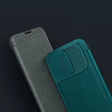 Nillkin Qin Cloth Pro Case Case for iPhone 14 Pro Max Kamera Cover Holster Cover Flip Case Blå