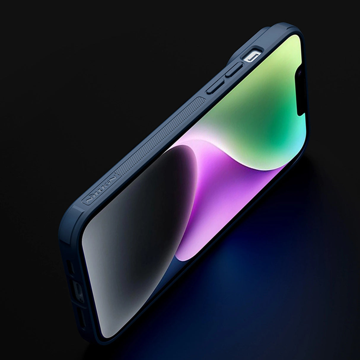 Nillkin Textured S Case til iPhone 14 Plus, pansret cover med kamera cover, blå