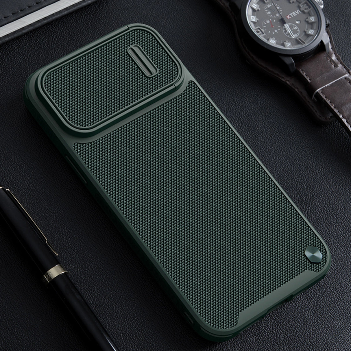 Nillkin Textured S Case til iPhone 14 Plus, pansret cover med kamera cover, blå
