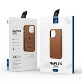 Dux Ducis Naples case for iPhone 14 magnetic leather case MagSafe brown