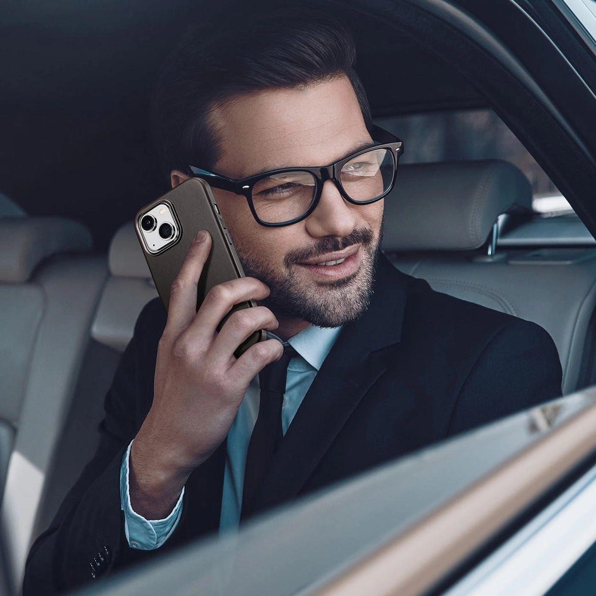 Dux Ducis Naples Case for iPhone 14 Plus Leather Cover (MagSafe Compatible) Dark Brown