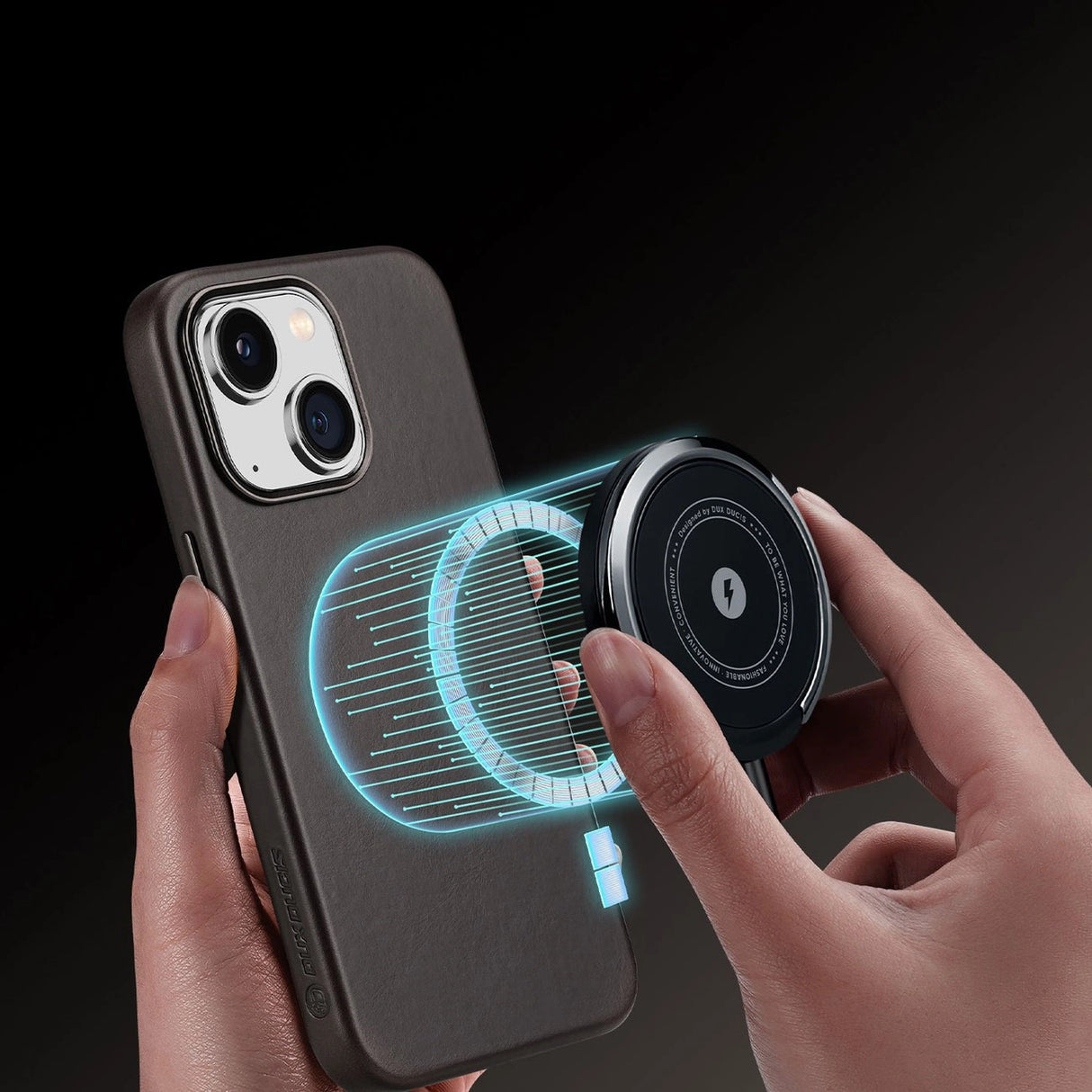 Dux Ducis Naples Case for iPhone 14 Plus Leather Cover (MagSafe Compatible) Dark Brown