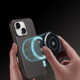 Dux Ducis Naples Case for iPhone 14 Plus Leather Cover (MagSafe Compatible) Dark Brown