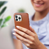 Dux Ducis Naples case for iPhone 14 Pro magnetic leather case MagSafe brown