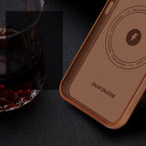 Dux Ducis Naples case iPhone 14 Pro Max magnetic leather MagSafe cover brown