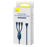 Baseus Flash Series Ⅱ 3-in-1 Fast Charging Cable USB-A to USB-C / Micro-USB / Lightning 66W 480Mb/s 1.2m Blue