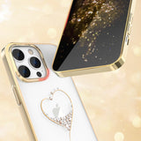 Silicone case with Swarovski crystals Kingxbar Wish Series for iPhone 14 Plus - gold