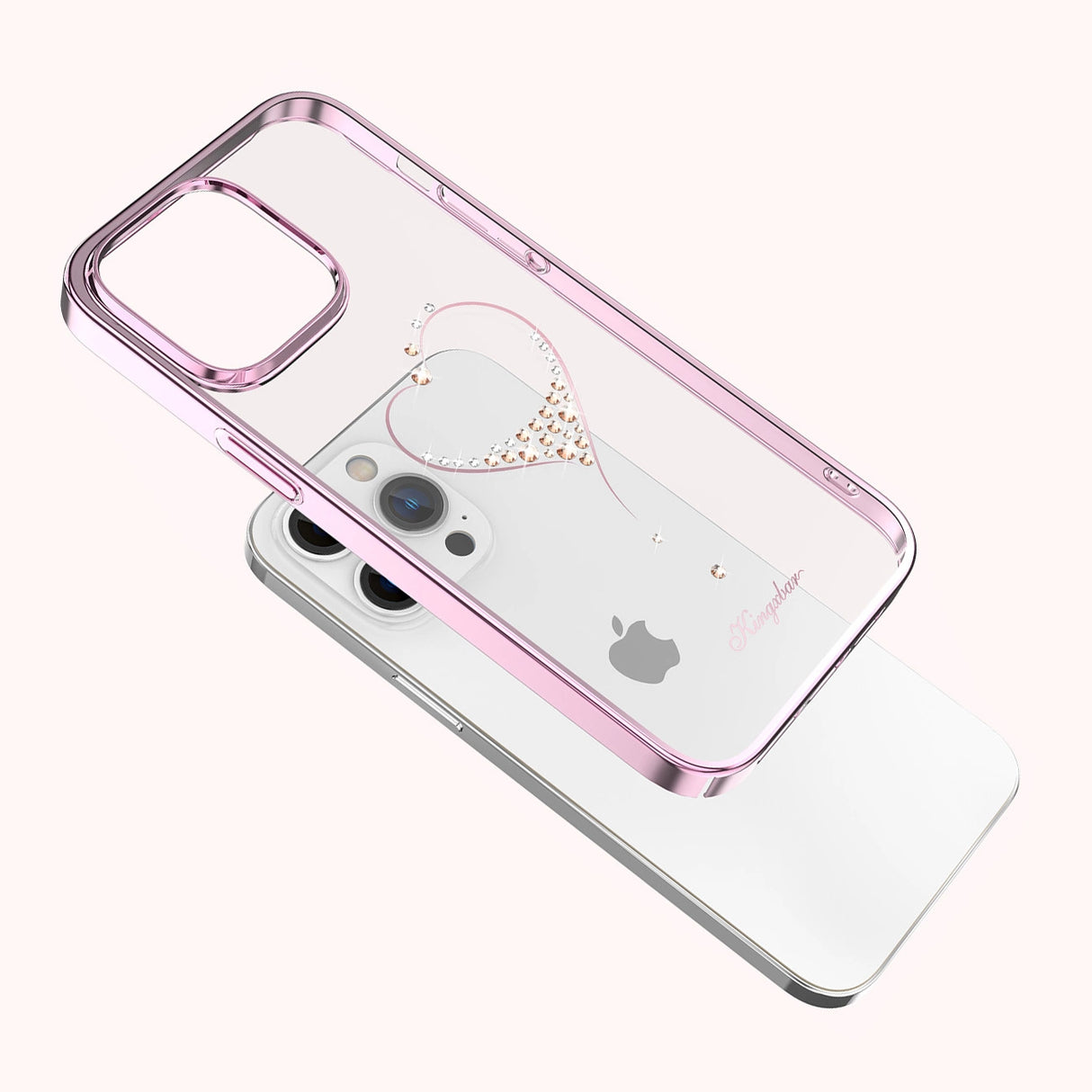Silicone case with Swarovski crystals Kingxbar Wish Series for iPhone 14 Plus - pink
