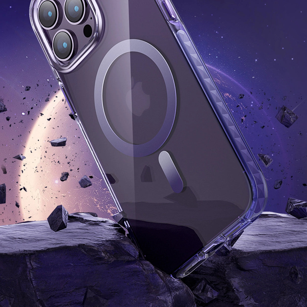 Kingxbar PQY Ice Crystal Series magnetic case for iPhone 14 Plus MagSafe purple