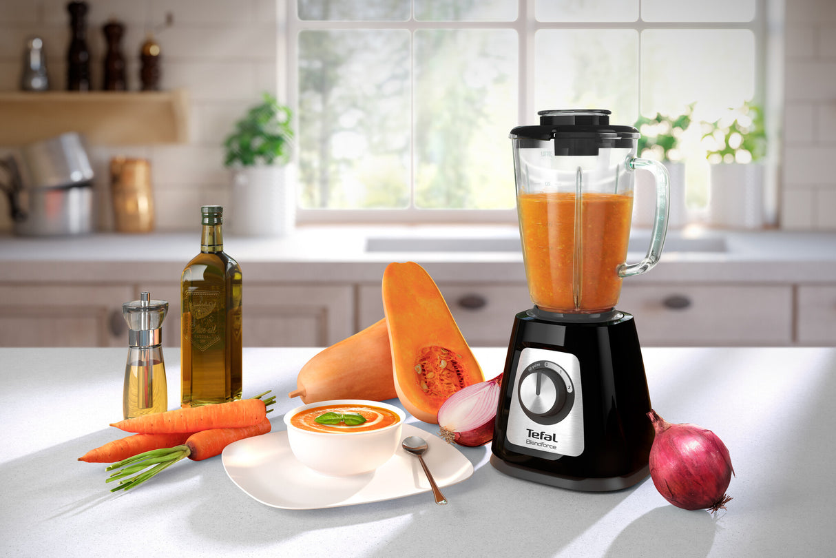 Tefal BlendForce II BL4388 blender 1,25 L Bordplade blender 800 W Sort, Børstet stål