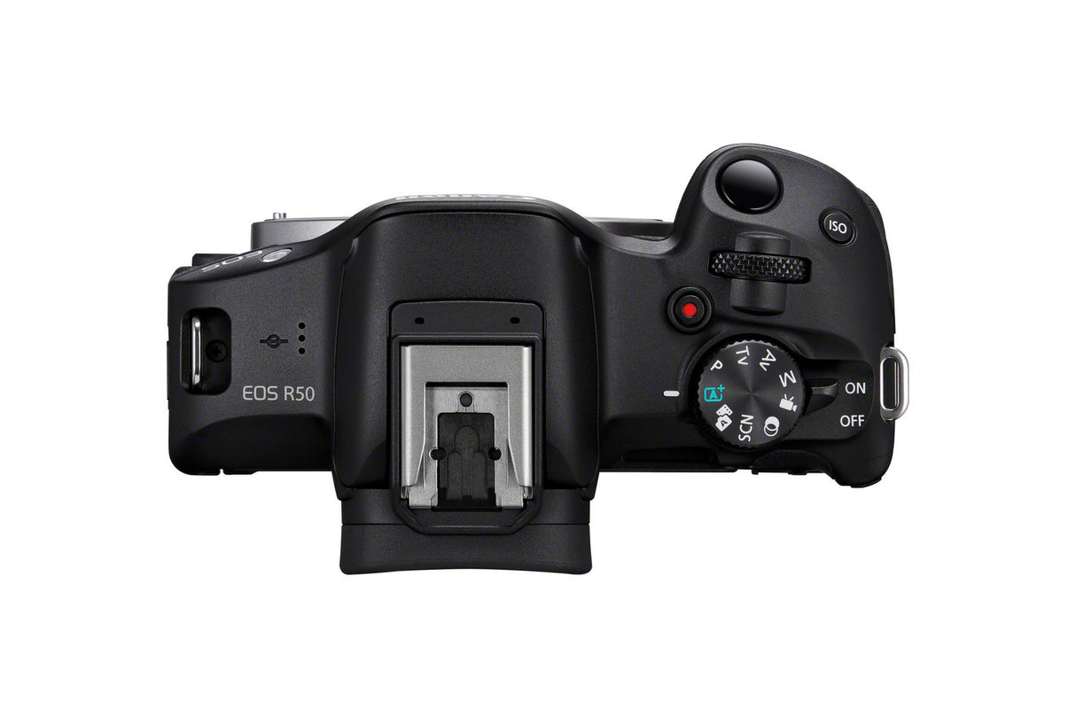Canon EOS R50, Black + RF-S 18-45mm F4.5-6.3 IS STM Kit MILC 24,2 MP CMOS 6000 x 4000 pixel Sort