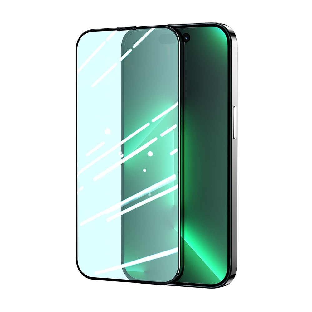 Joyroom Knight Green Glass til iPhone 14 Pro med fuldskærmsfilter mod blåt lys (JR-G02)