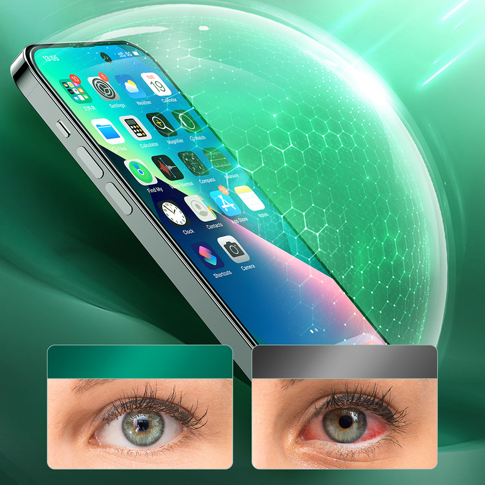 Joyroom Knight Green Glass til iPhone 14 Pro med fuldskærmsfilter mod blåt lys (JR-G02)