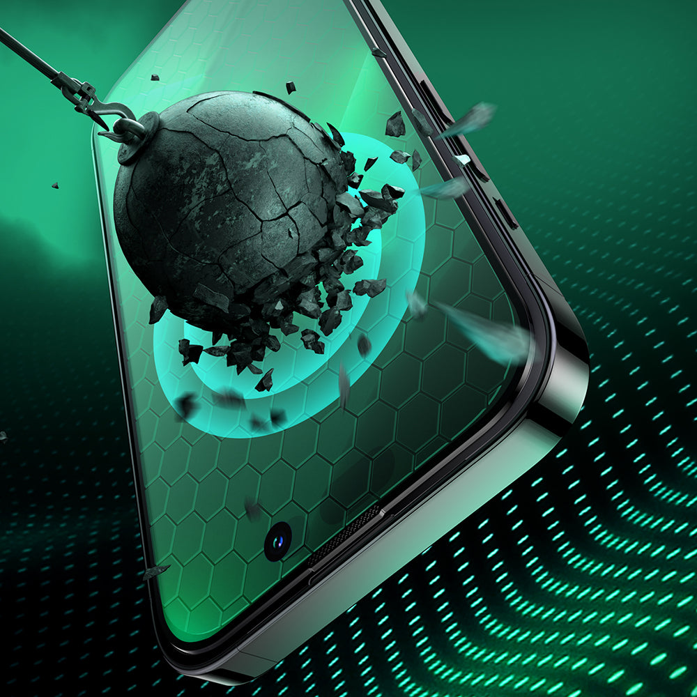 Joyroom Knight Green Glass til iPhone 14 Pro med fuldskærmsfilter mod blåt lys (JR-G02)