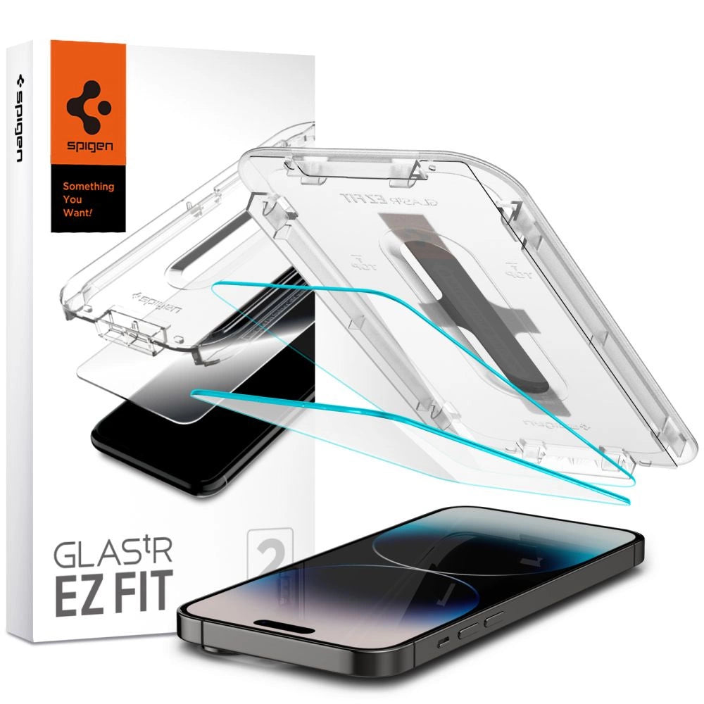 Spigen Glas.tR EZ Fit tempereret glas til iPhone 14 Pro Max - 2 stk.