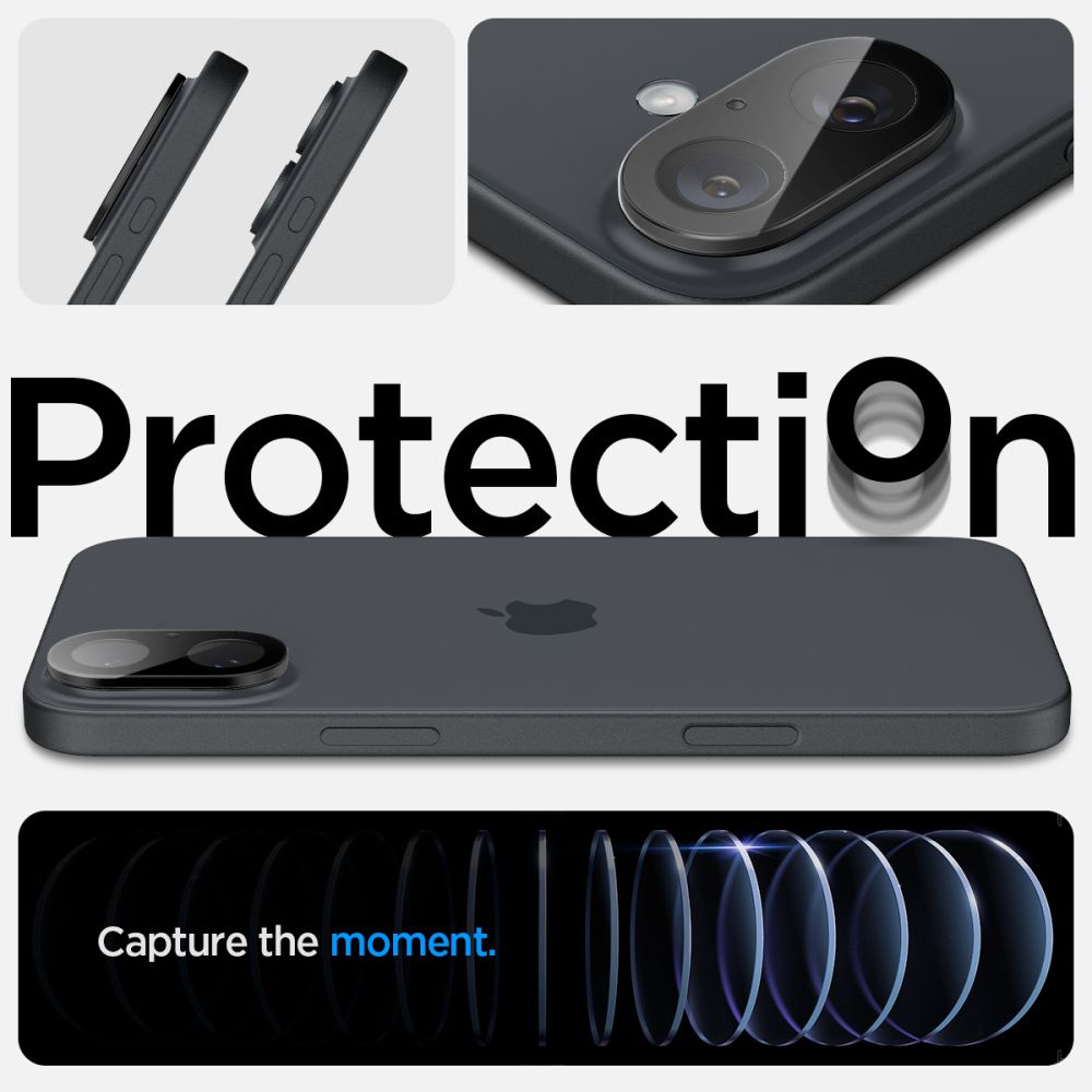 Kamera Beskyttelse Spigen Optik Glas.Tr Camera Protector 2 Pack Iphone 16 / 16 Plus Sort
