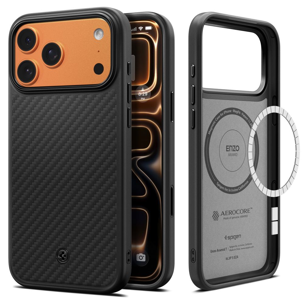 Spigen Enzo Aramid 'T' Mag Magsafe Iphone 17 Pro / 18 Pro Sort