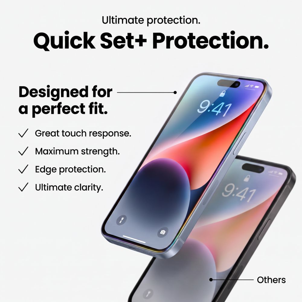 Hærdet Glas Tech Protect Quick Set+ 2 Pack Iphone 17 Pro / 18 Pro Black