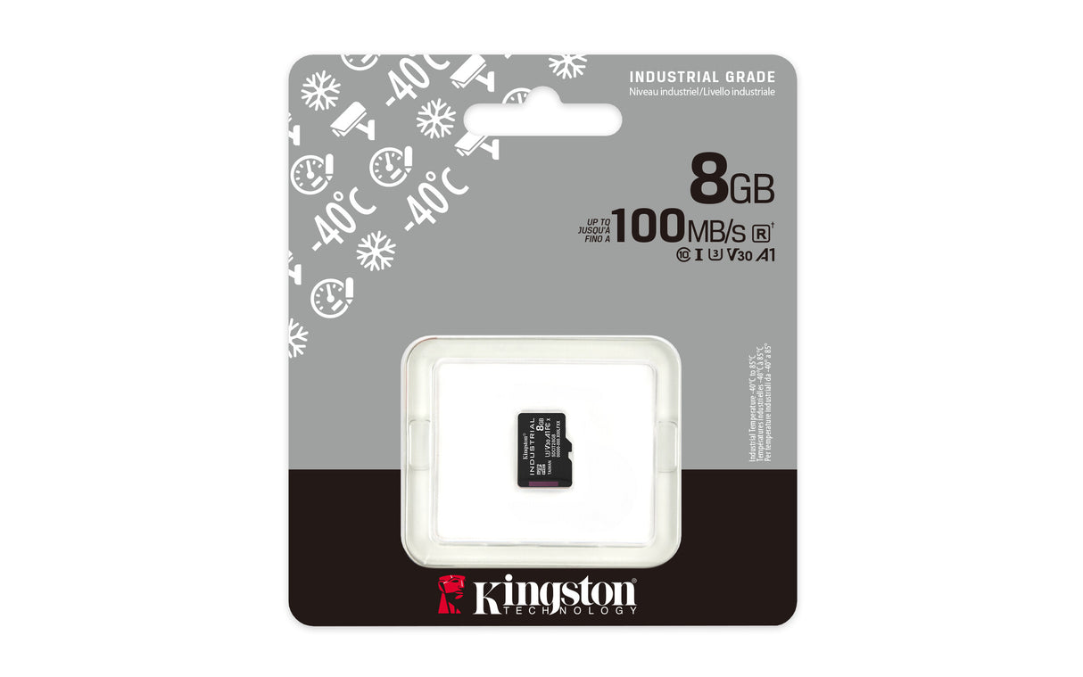 Kingston Technology 8GB microSDHC Industrial C10 A1 pSLC kort enkeltpakke uden adapter