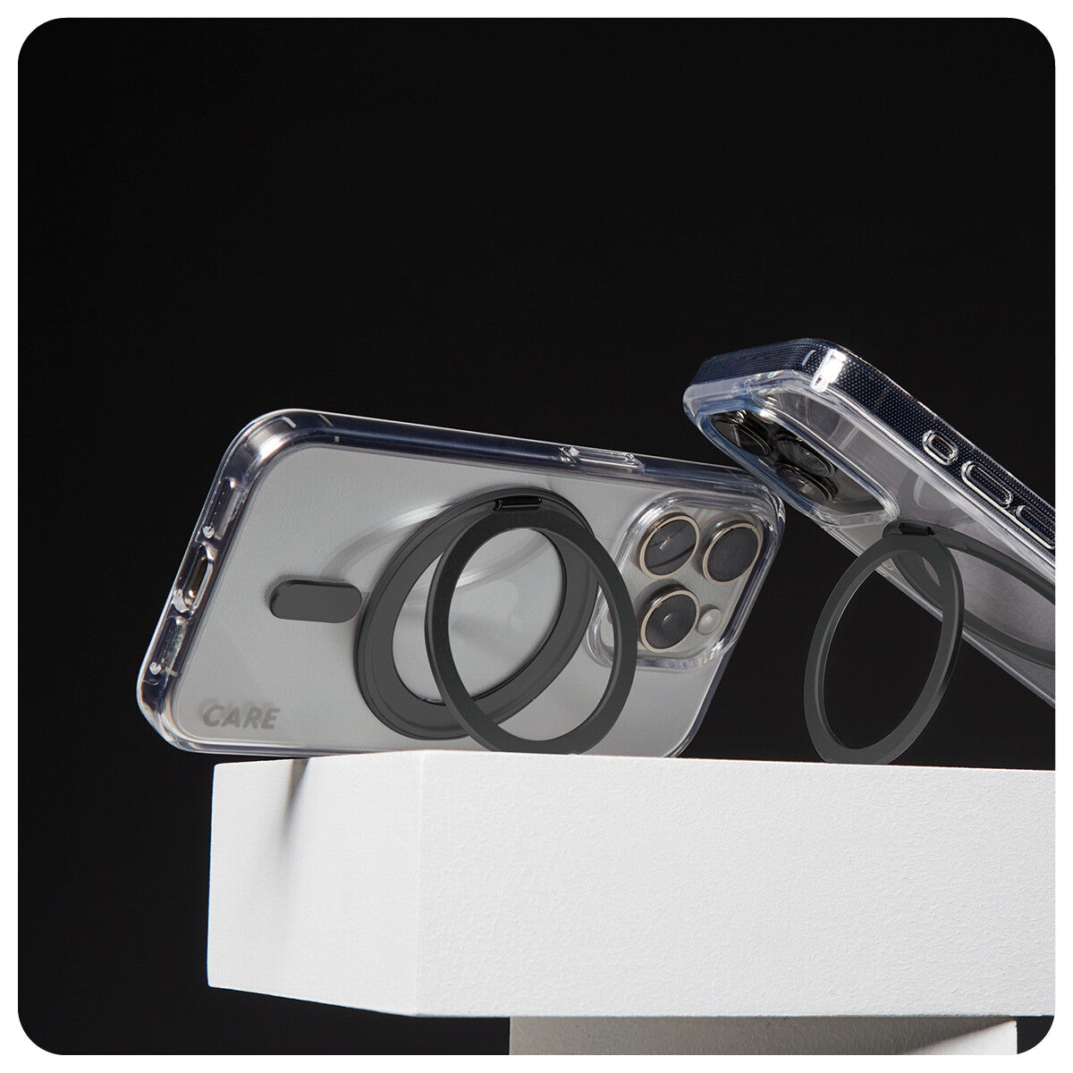 PanzerGlass CARE™ by ® Case Transparent m. Sort Kickstand & MagSafe iPhone 16 Pro Max