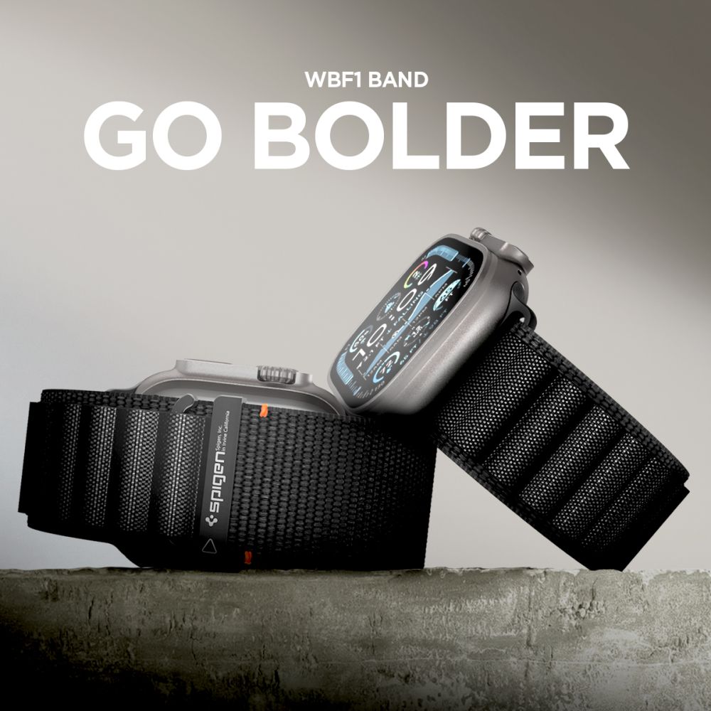 Spigen Wbf1 Remmen Til Apple Watch 8 / 9 / 10 / 11 / 12 / Se / Ultra (44 / 45 / 46 / 49 Mm) Sort