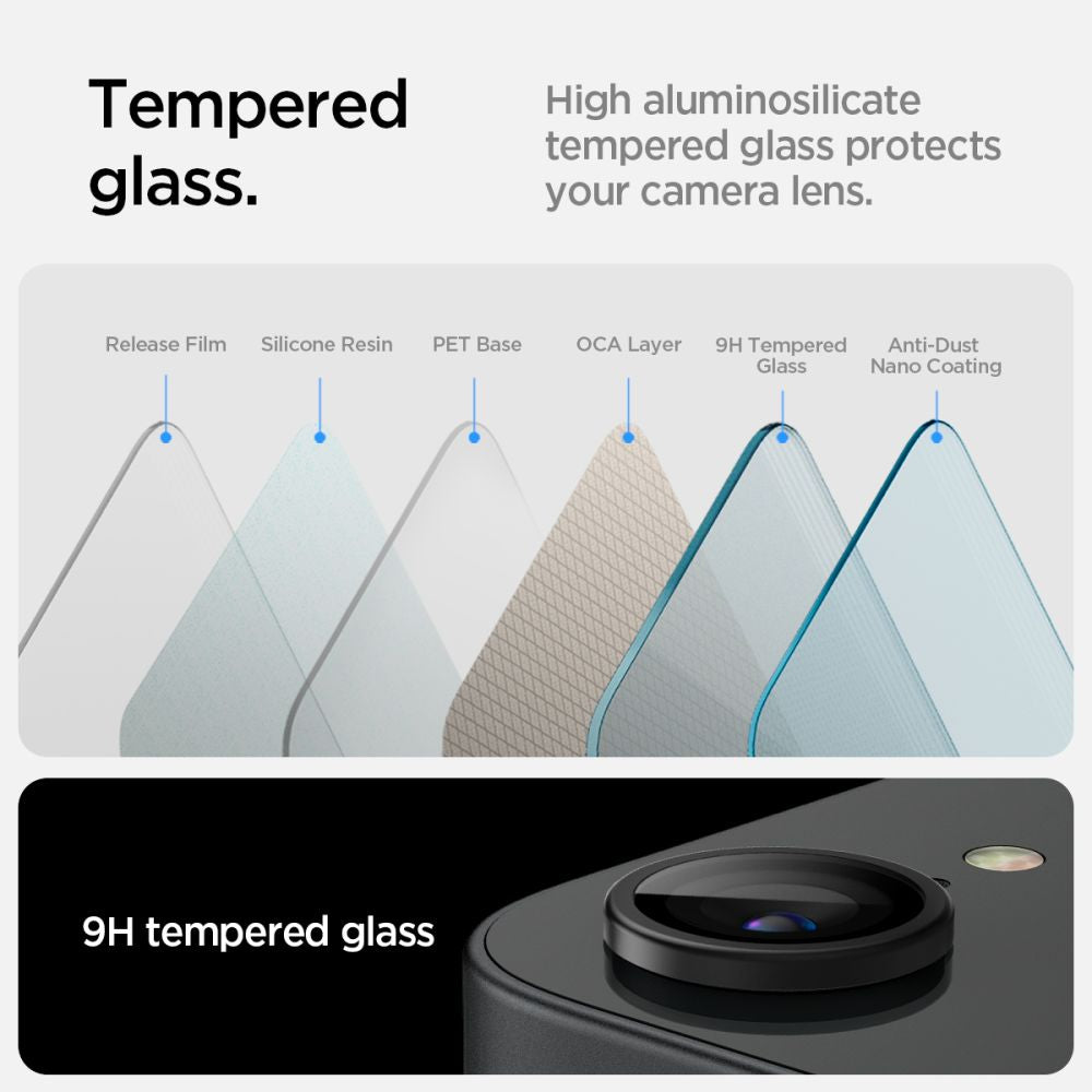 Kamera Beskyttelse Spigen Optik Pro Glas.Tr ”Ez Fit” Camera Protector 2 Pack Iphone 16 E / 17 E Sort