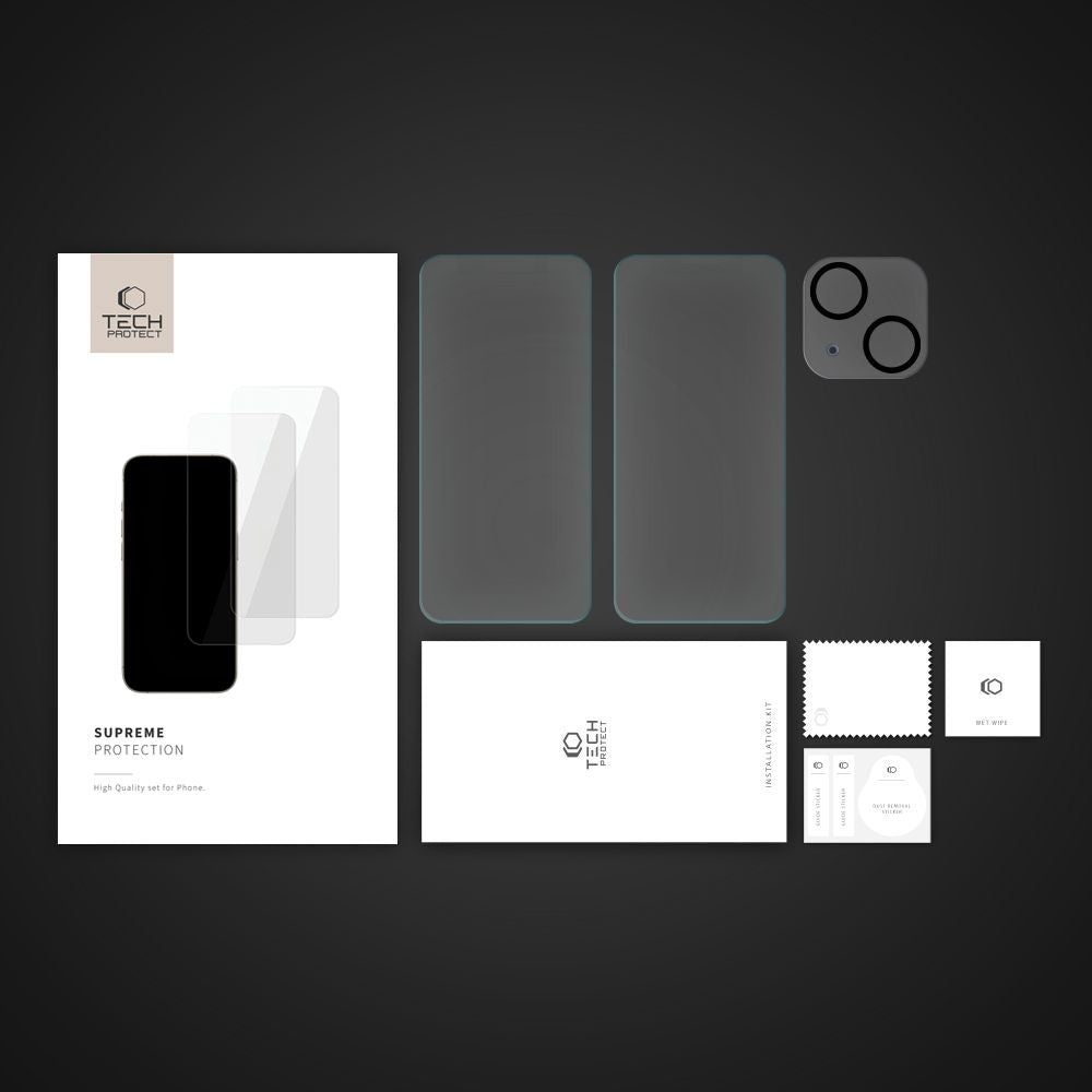 Hærdet Glas Tech Protect Supreme Sæt 3 Pack Iphone 15 Clear