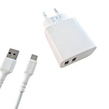 Gear Lader 220V 2xUSB-A 3.4A Hvid USB-C 2.0 kabel 1m