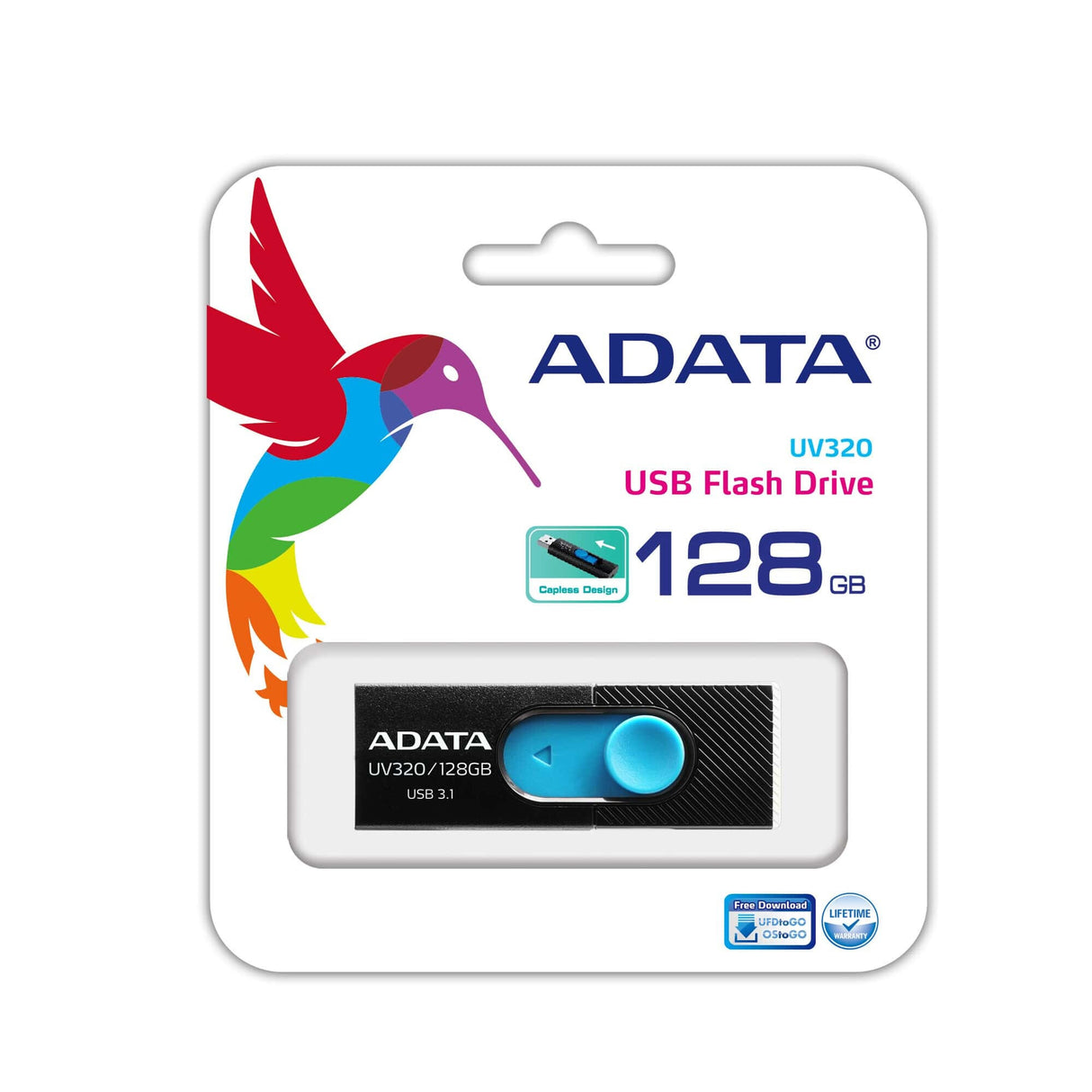 ADATA UV320 USB-nøgle 128 GB USB Type-A 3.2 Gen 1 (3.1 Gen 1) Sort, Blå