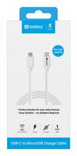 Sandberg 136-74 USB-kabel 1 m USB C Micro-USB B Hvid