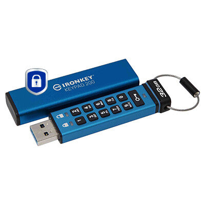 Kingston Technology IronKey 32GB Keypad 200, FIPS 140-3 Lvl 3 AES-256 Hardware Encrypted