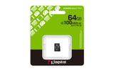 Kingston Technology 64 GB micSDXC Canvas Select Plus Gen3 100R A1, enkelt pakke uden ADP