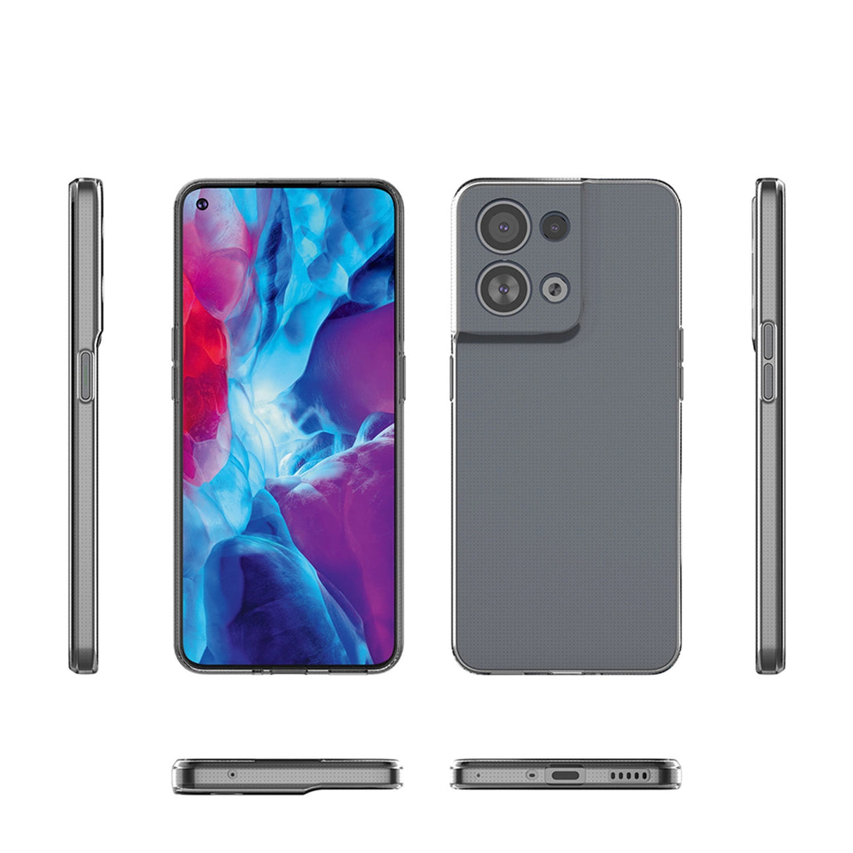 Ultra Clear 0,5 mm-kasse til Oppo Reno 8 Pro tynd omslag gennemsigtig