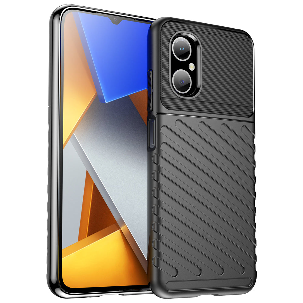 Thunder Case Xiaomi Poco M4 5G silikone rustning case sort