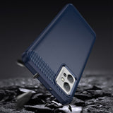 Carbon Case til Xiaomi Poco F4 5G fleksible silikone carbon cover blå