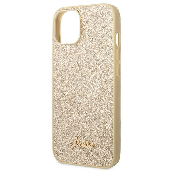 Guess Glitter Script Case for iPhone 14 Plus - Gold