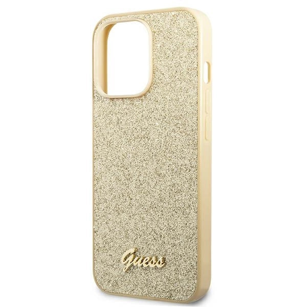 Guess Glitter Script Case for iPhone 14 Pro - Gold