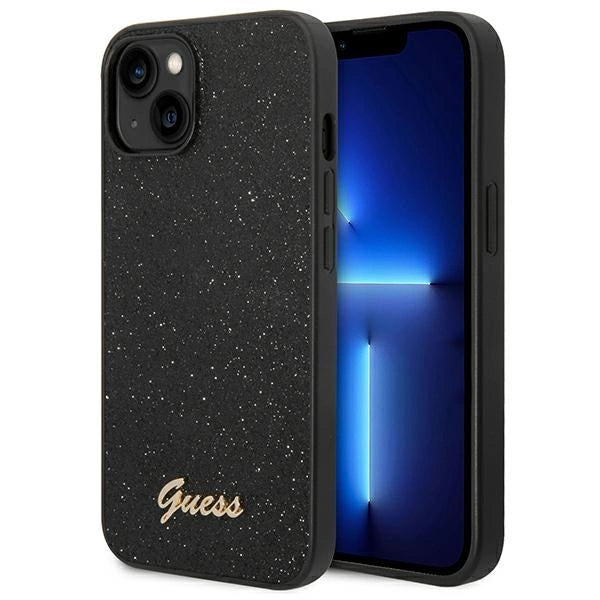 Guess GUHCP14MHGGSHK iPhone 14 Plus 6,7" sort/sort hårdkasse Glitter Script