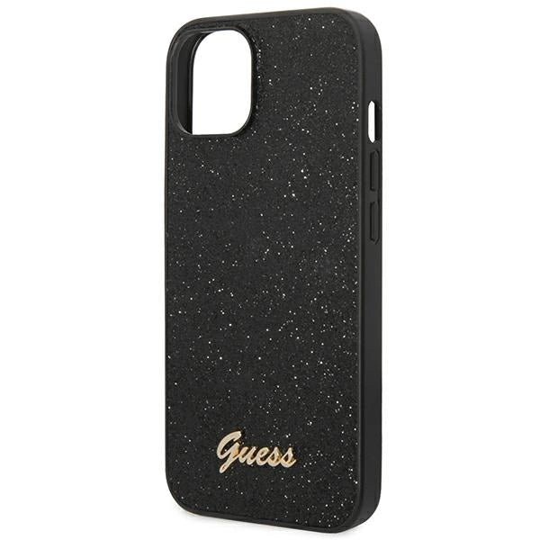 Guess GUHCP14MHGGSHK iPhone 14 Plus 6,7" sort/sort hårdkasse Glitter Script