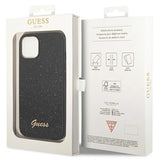 Guess GUHCP14MHGGSHK iPhone 14 Plus 6,7" sort/sort hårdkasse Glitter Script