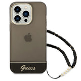 Guess Translucent Pearl Strap Case for iPhone 14 Pro - Black