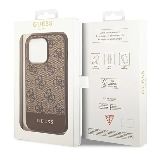 Guess GUHCP14XG4GLBR iPhone 14 Pro Max 6.7" brown/brown hard case 4G Stripe Collection